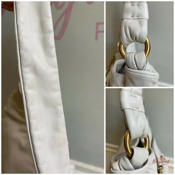 Authentic MARC JACOBS Off White Italian Calfskin Leather Mercer Sofia Hobo Bag